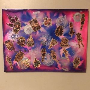 “Sailor Jerry Old School Tattoo Flash” on painted canvas by artist Holly Hefner.